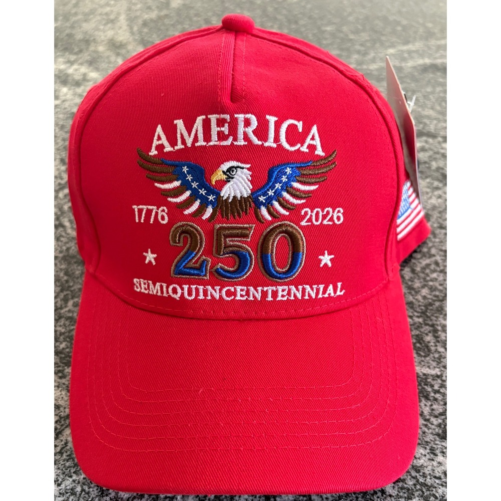 NWT Unisex America 250th Patriotic Eagle Baseball Cap - OSFM - Red